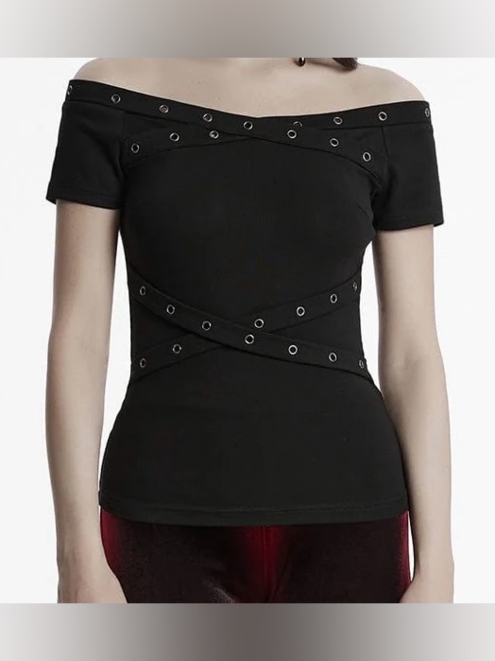 90s Goth Off-the-Shoulder Top